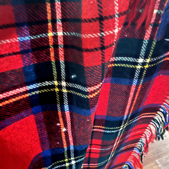 VTG Rally Klad Scotland Wool Travel Rug Tartan Stuart Plaid Blanket Red Blue - Picture 3 of 6